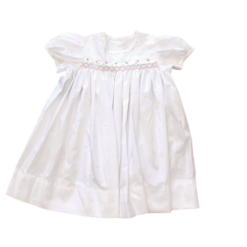 White Frances Ribbon Dress - Born Childrens Boutique