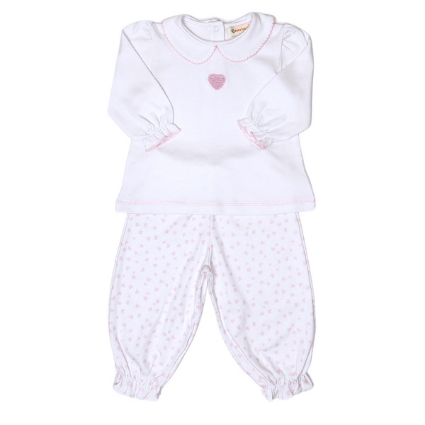 Crochet Heart Shirt/Heart Print Pant - Born Childrens Boutique