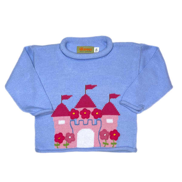 Castle With Flowers Roll Neck Sweater - Born Childrens Boutique