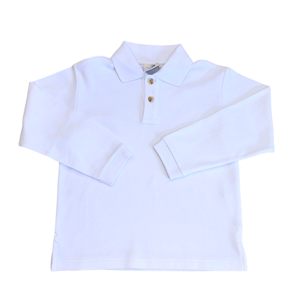 Interlock LS Polo White - Born Childrens Boutique