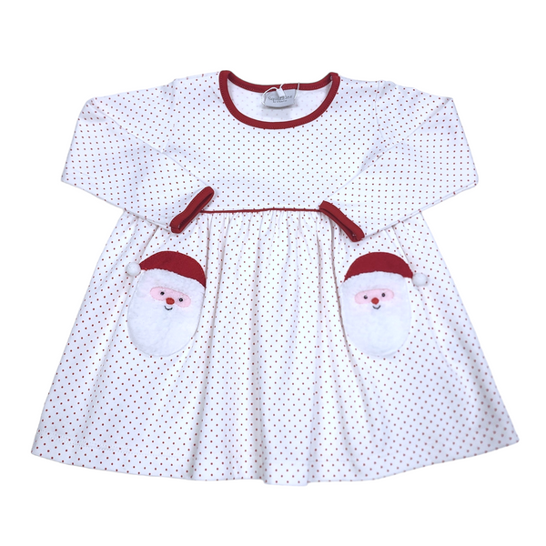 Red Dot Santa Pop Over Dress - Born Childrens Boutique