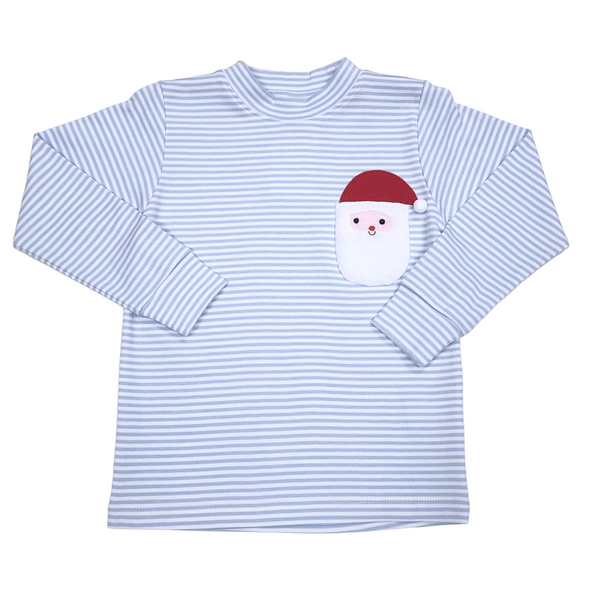 Santa Pocket Blue Stripe Shirt