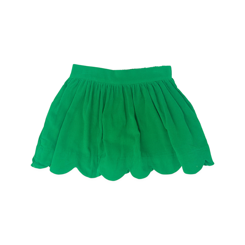 Susie Scallop Skirt - Green Cord - Born Childrens Boutique