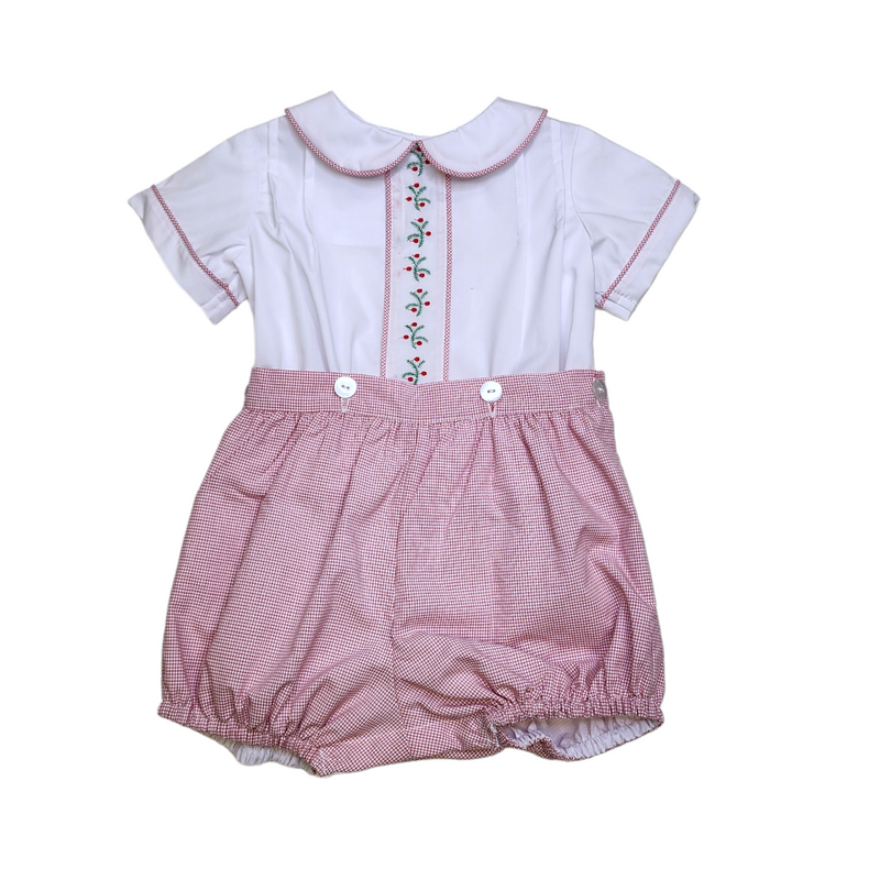 Mac Button On Bubble Red Windowpane - Born Childrens Boutique