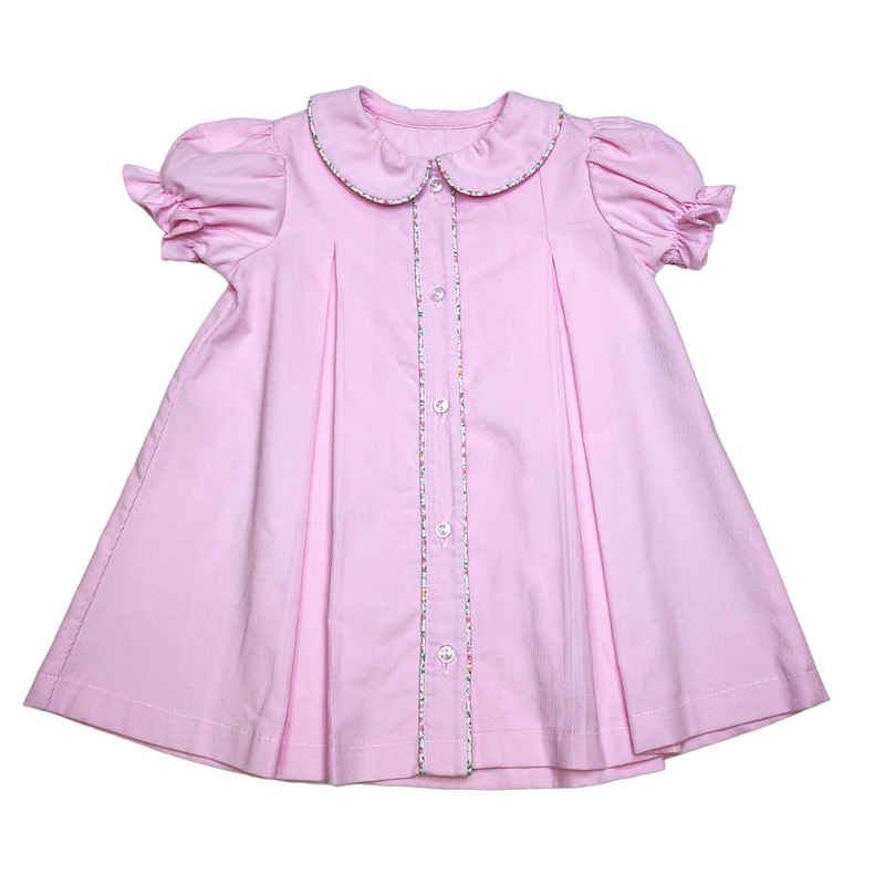 Allison Dress Pink Corduroy/Floral - Born Childrens Boutique