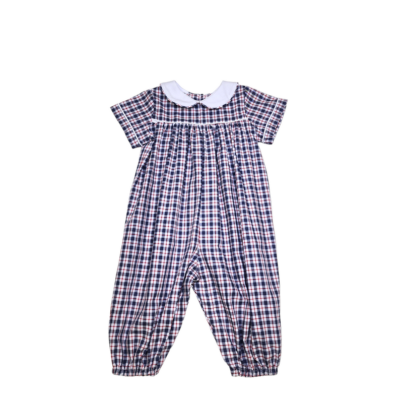 Hank Long Bubble Navy/Red Plaid - Born Childrens Boutique