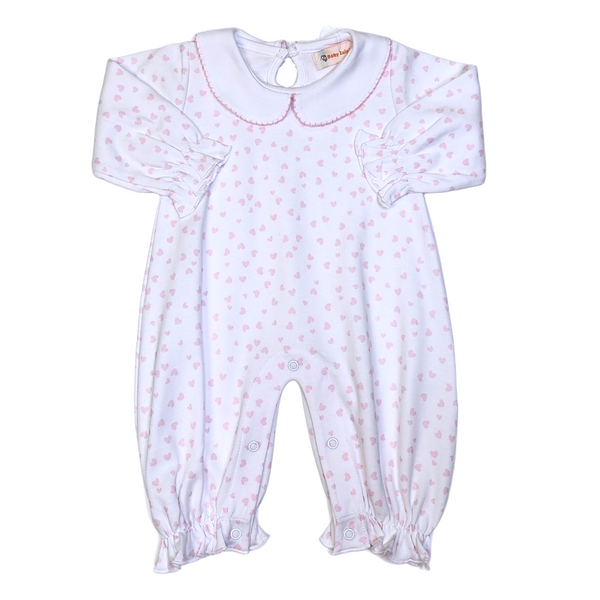 Girl Long Sleeve Romper Heart Print - Born Childrens Boutique