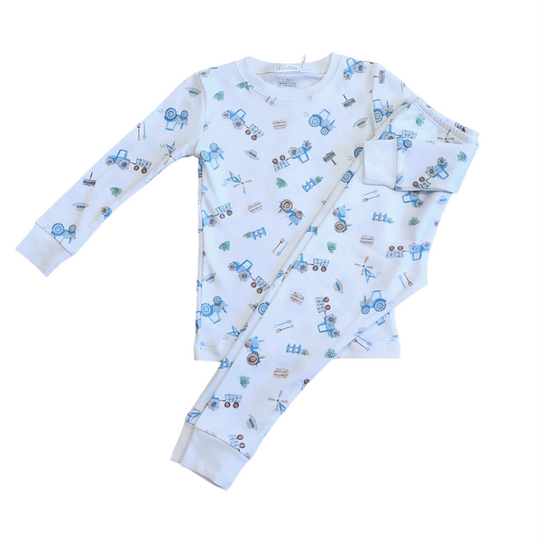 Blue Tractor Pajamas - Born Childrens Boutique