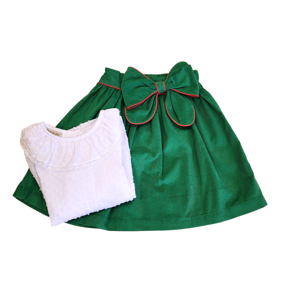 Green Corduroy Skirt Set - Born Childrens Boutique