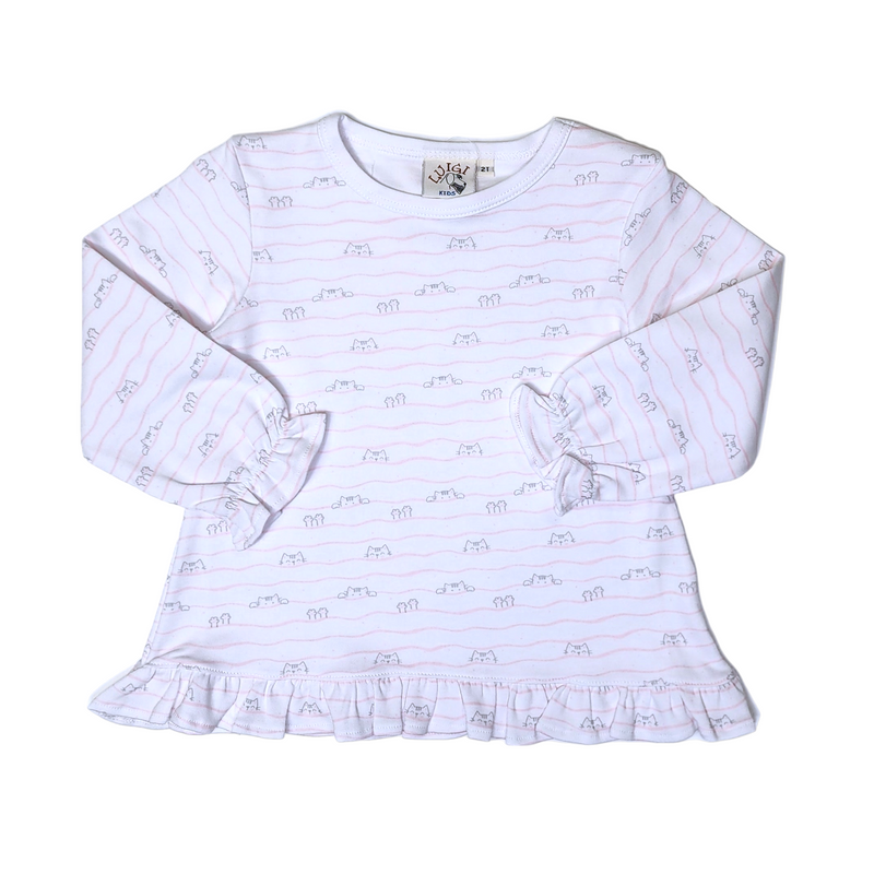 Ruffle Swing Top Cat Print - Born Childrens Boutique