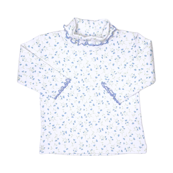 Turtleneck Sky Blue Flower Print - Born Childrens Boutique