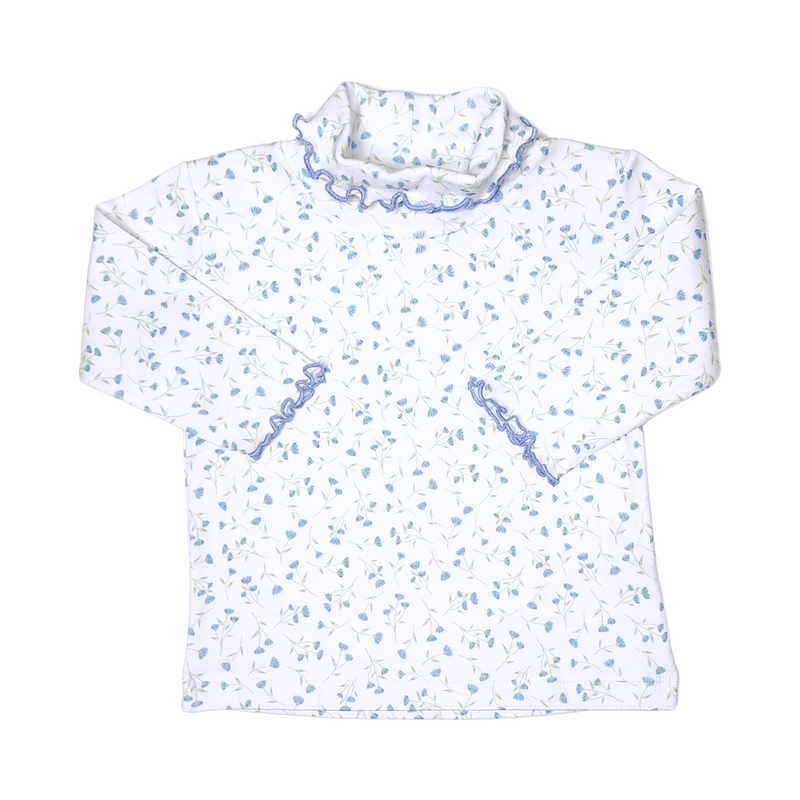 Turtleneck Sky Blue Flower Print - Born Childrens Boutique