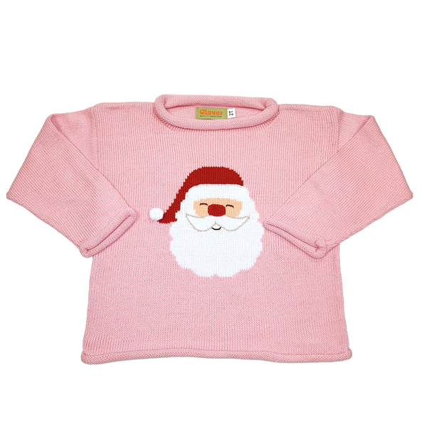 Roll Neck Santa Sweater Lt. Pink - Born Childrens Boutique