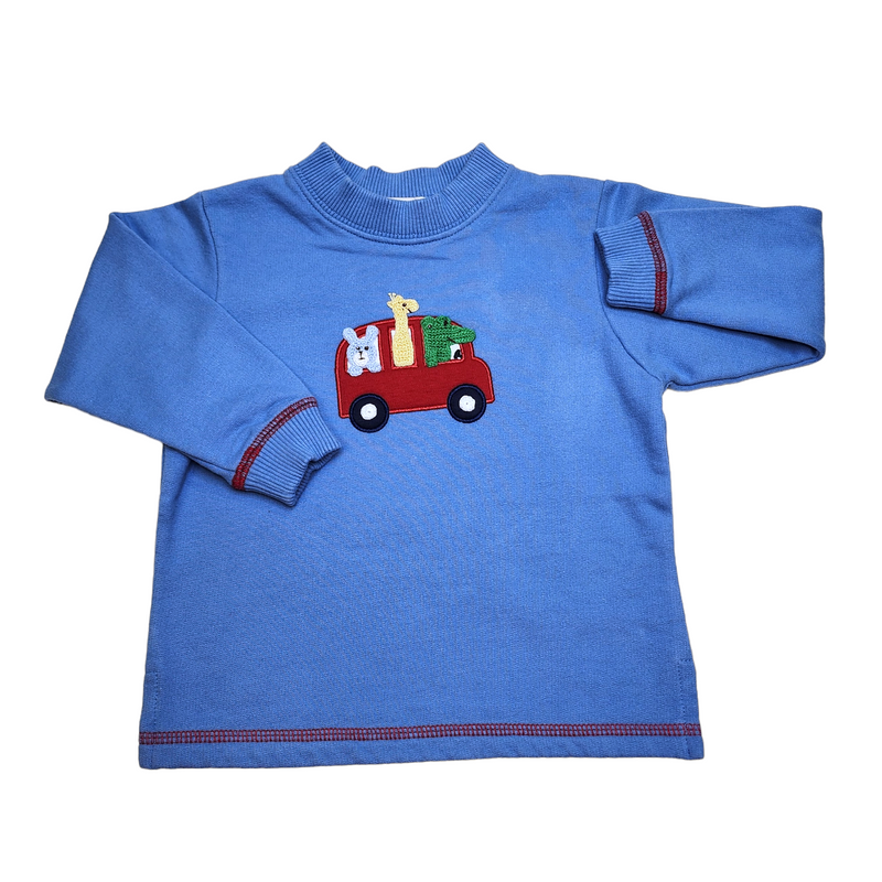 SW007 Three Animal Sweatshirt Chambray - Born Childrens Boutique