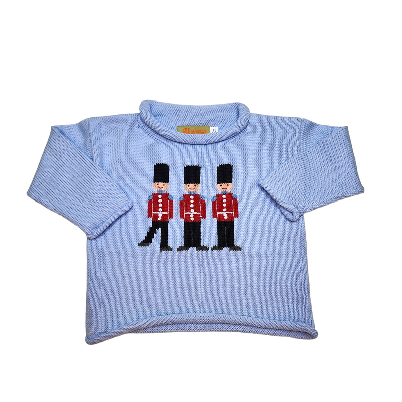 Three Toy Solder Sky Blue Sweater - Born Childrens Boutique
