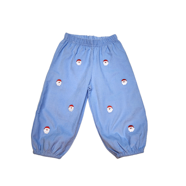 Cord Boy Bloomer Pant Santa Head Sky Blue - Born Childrens Boutique