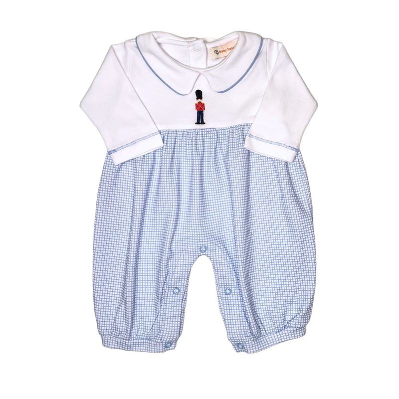 Lt Blue Gingham Toy Soldier Bubble - Born Childrens Boutique