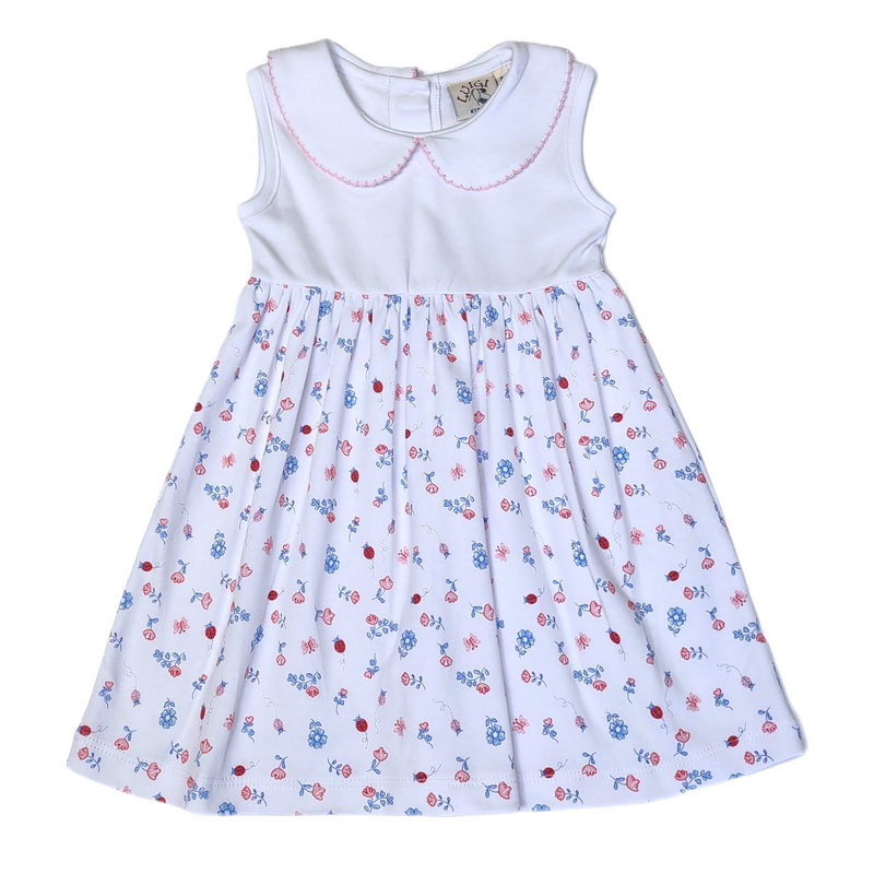 IDD224 Ladybug & Flower Slvls Dress - Born Childrens Boutique