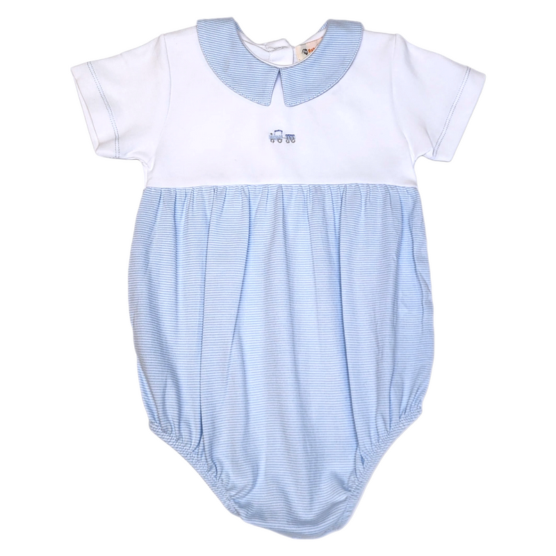 Train Bubble w/ Baby Blue Narrow Stripe - Born Childrens Boutique