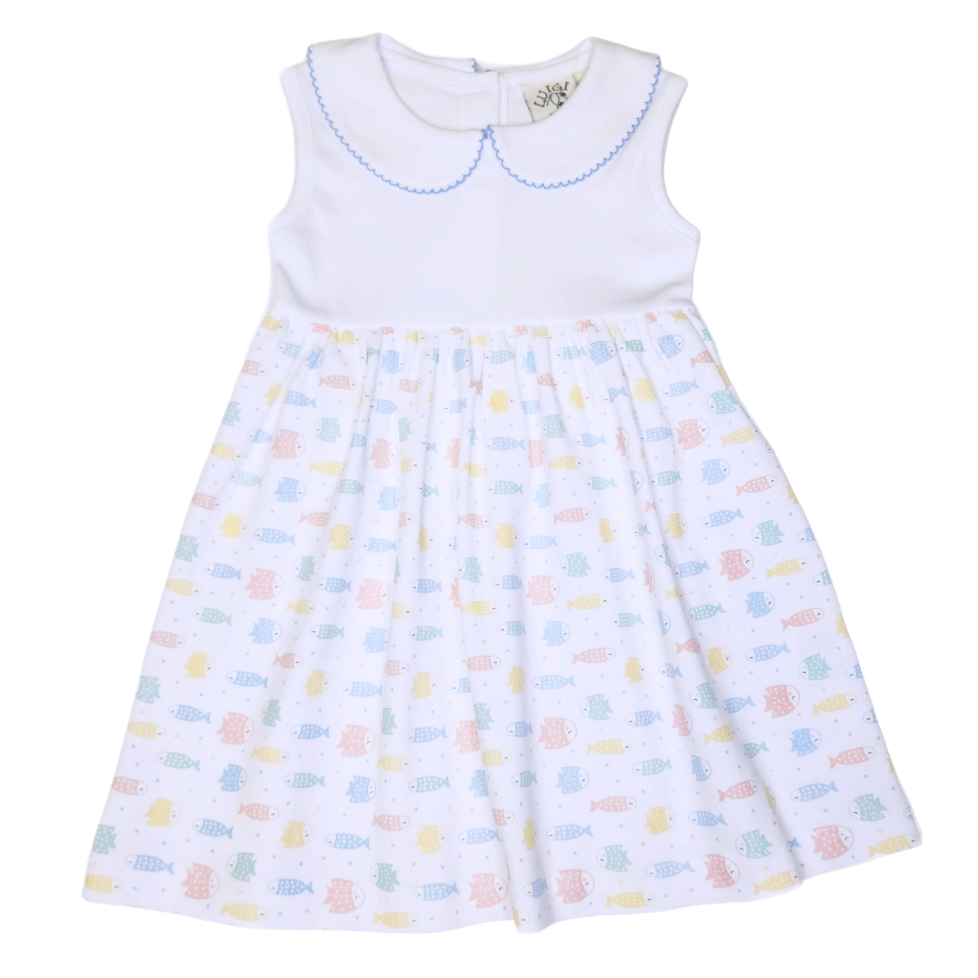Sleeveless Printed Fish Dress - Born Childrens Boutique