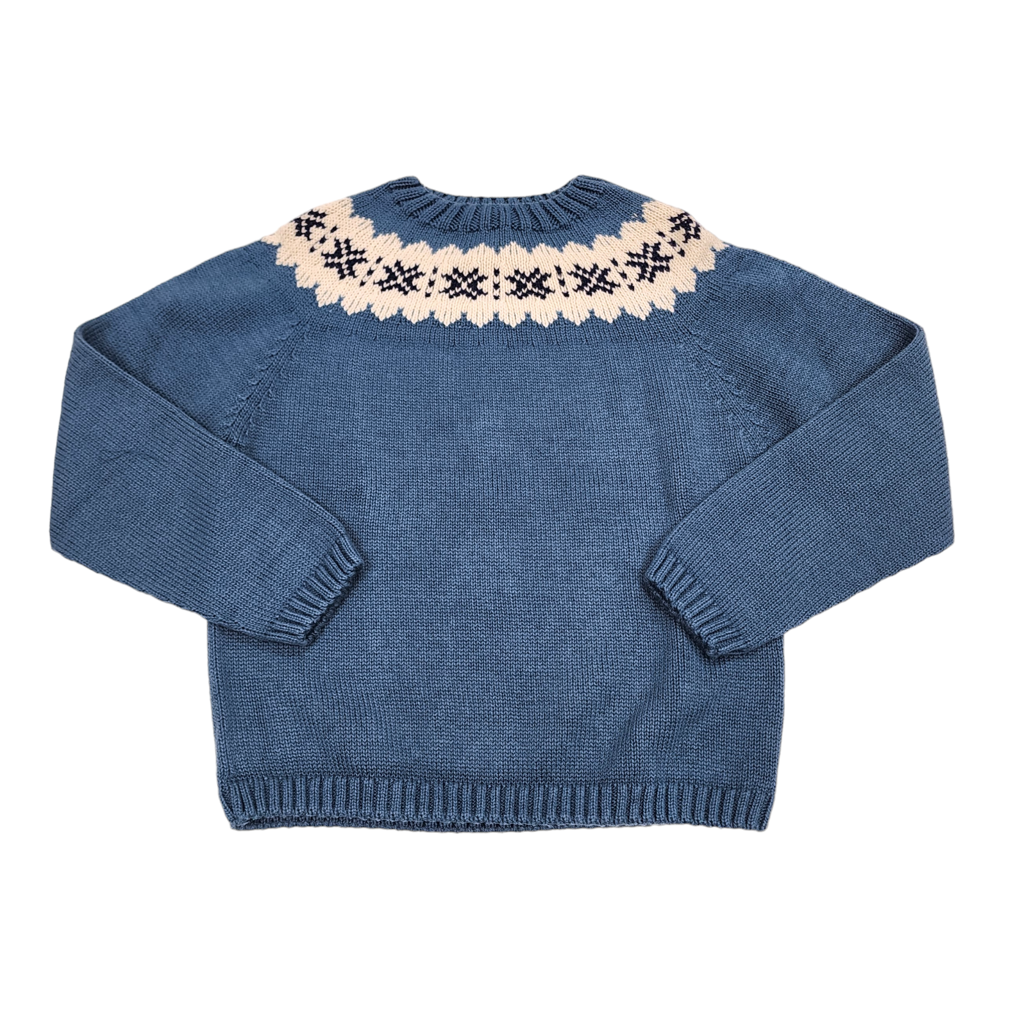 Fair Isle Crew Steward Blue Navy Ecru - Born Childrens Boutique