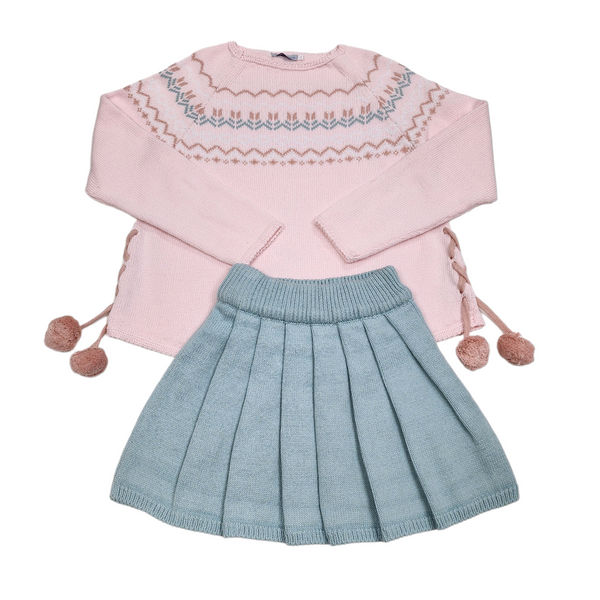 Pink Tunic w/ Green Skirt - Born Childrens Boutique