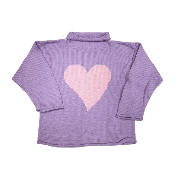 Heart Roll Neck Sweater Lavender/Lt. Pink - Born Childrens Boutique