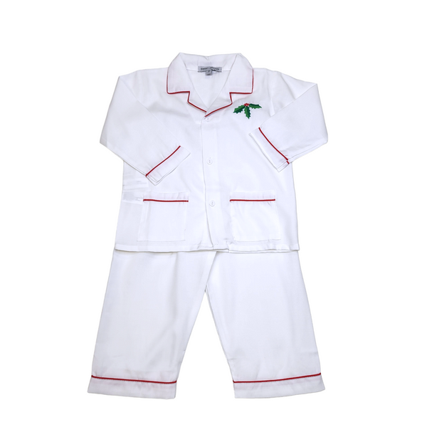 Embroidered Holly Boy Pajamas - Born Childrens Boutique
