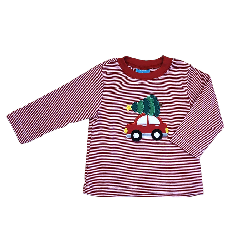 Red Stripe Car with Tree LS Shirt - Born Childrens Boutique