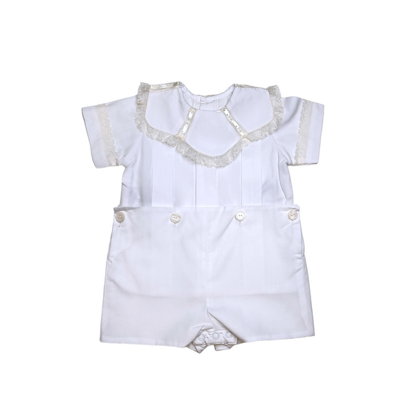 Phoenix & Ren White Paisley Button on Suit - Born Childrens Boutique