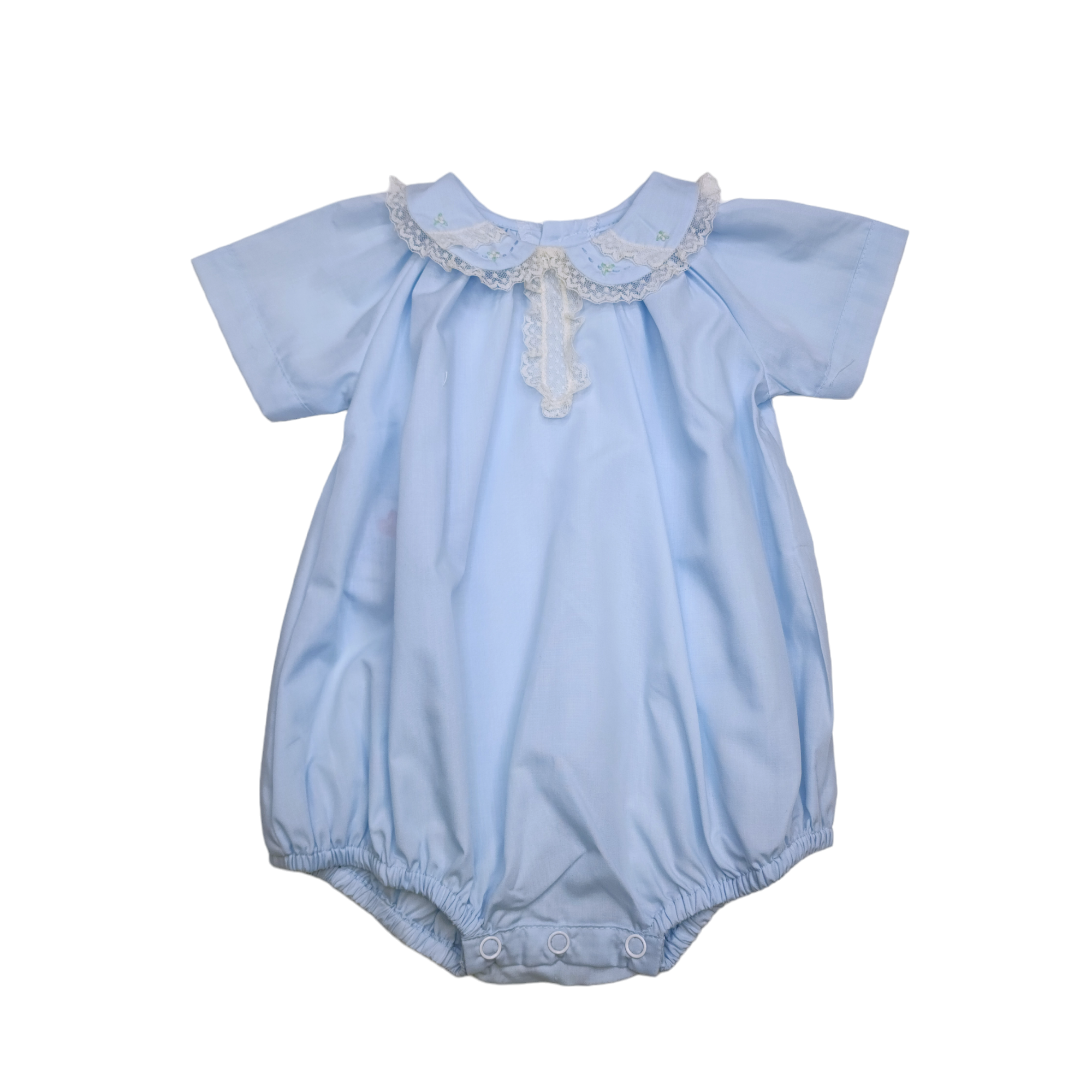 Blue Hayden Boy Bubble with Ecru Lace - Born Childrens Boutique