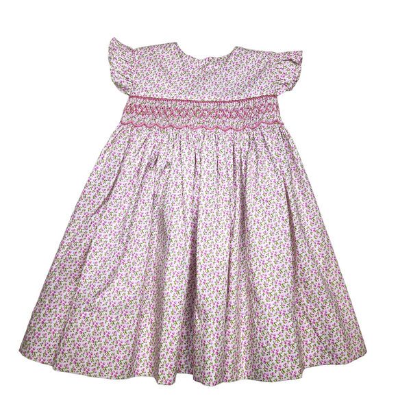 Pink & Lime Green Flowers Fancis Dress - Born Childrens Boutique