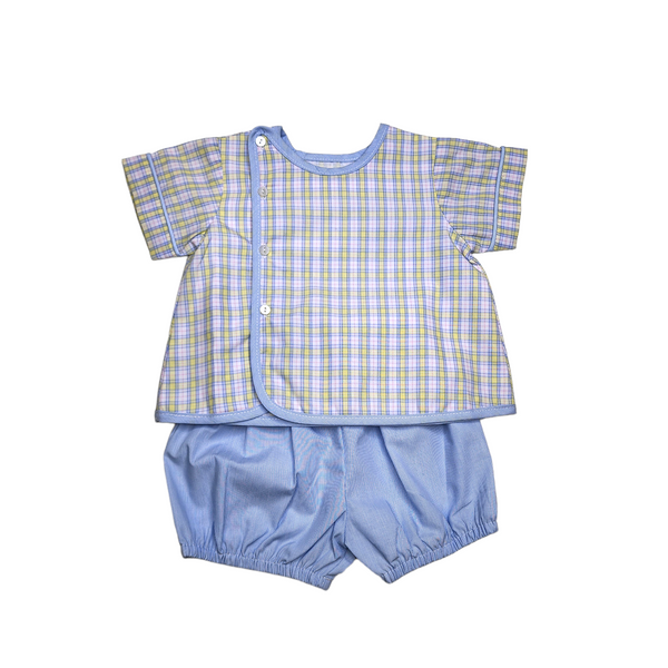 Yellow Plaid Baylor Boy Short Set - Born Childrens Boutique