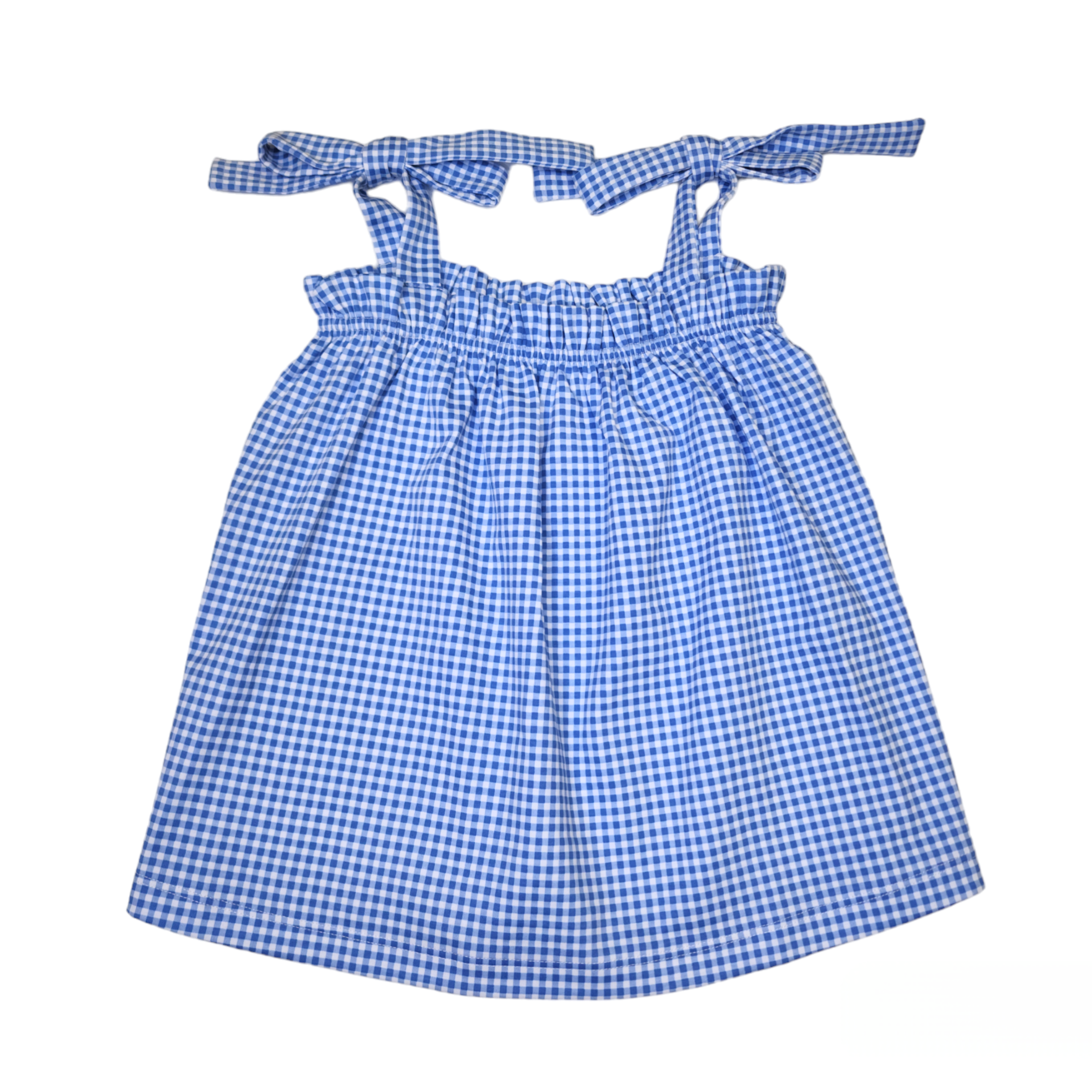 Blue Gingham Tie Top - Born Childrens Boutique