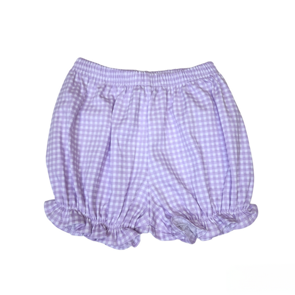 Girl Knit Bloomers - Lavender Gingham - Born Childrens Boutique