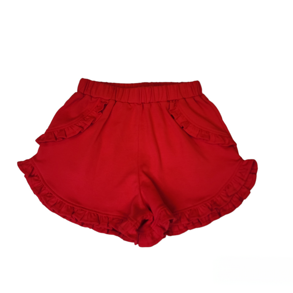 Kinley Ruffled Shorts - Red - Born Childrens Boutique