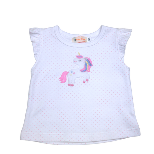 Girl Flutter Sleeve Top Unicorn Rearing - Born Childrens Boutique