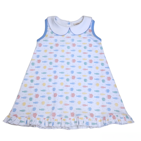 Sleeveless Pastel Fish Print Dress - Born Childrens Boutique