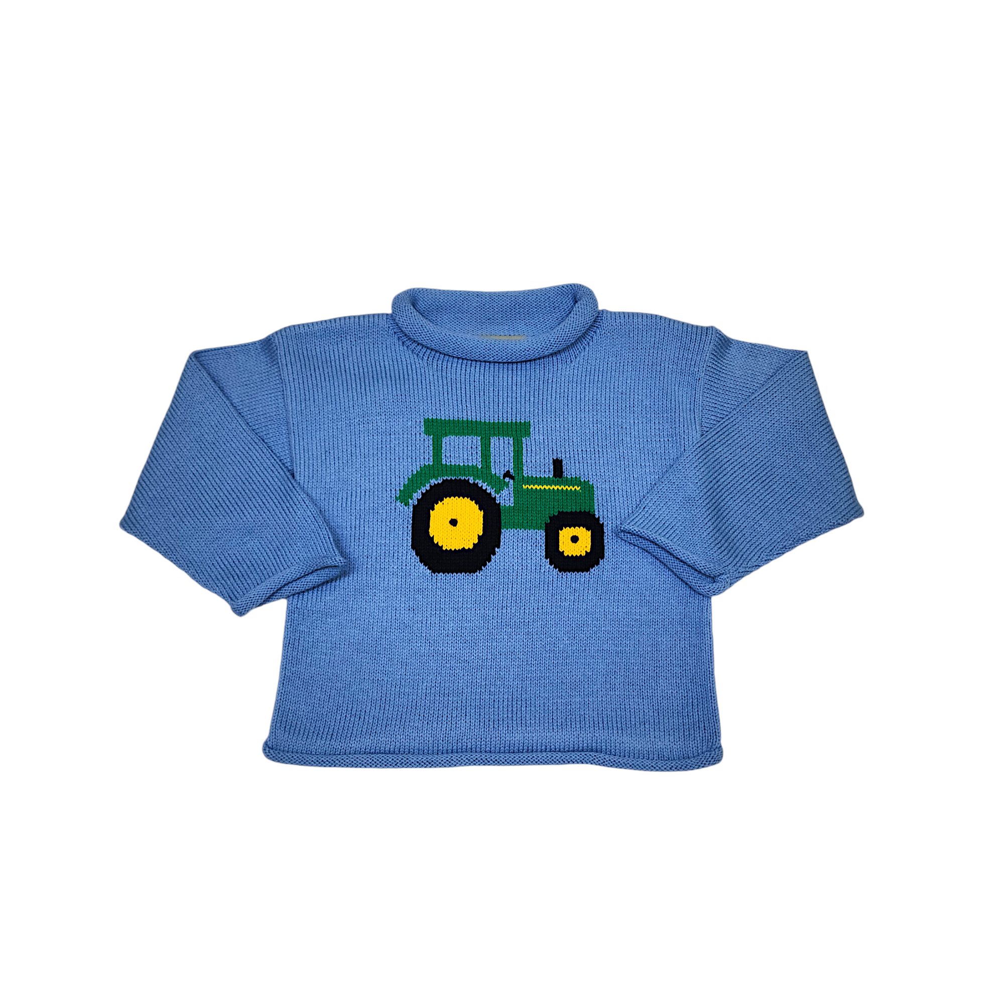 Roll Neck Sweater Chambray Tractor - Born Childrens Boutique