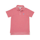 Prim Proper Polo SS - Richmond Red Stripe/Barb Blue - Born Childrens Boutique