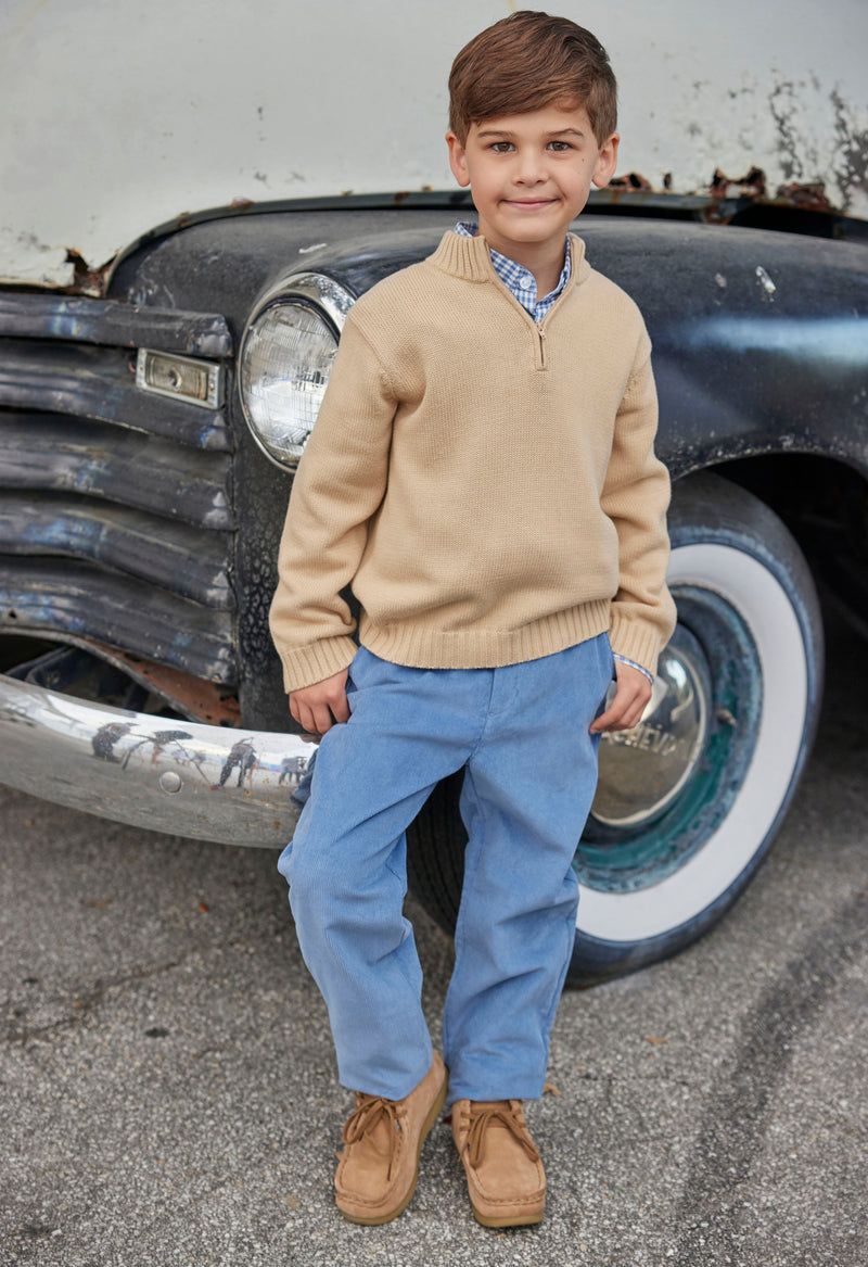 Quarter Zip Sweater - Oatmeal - Born Childrens Boutique