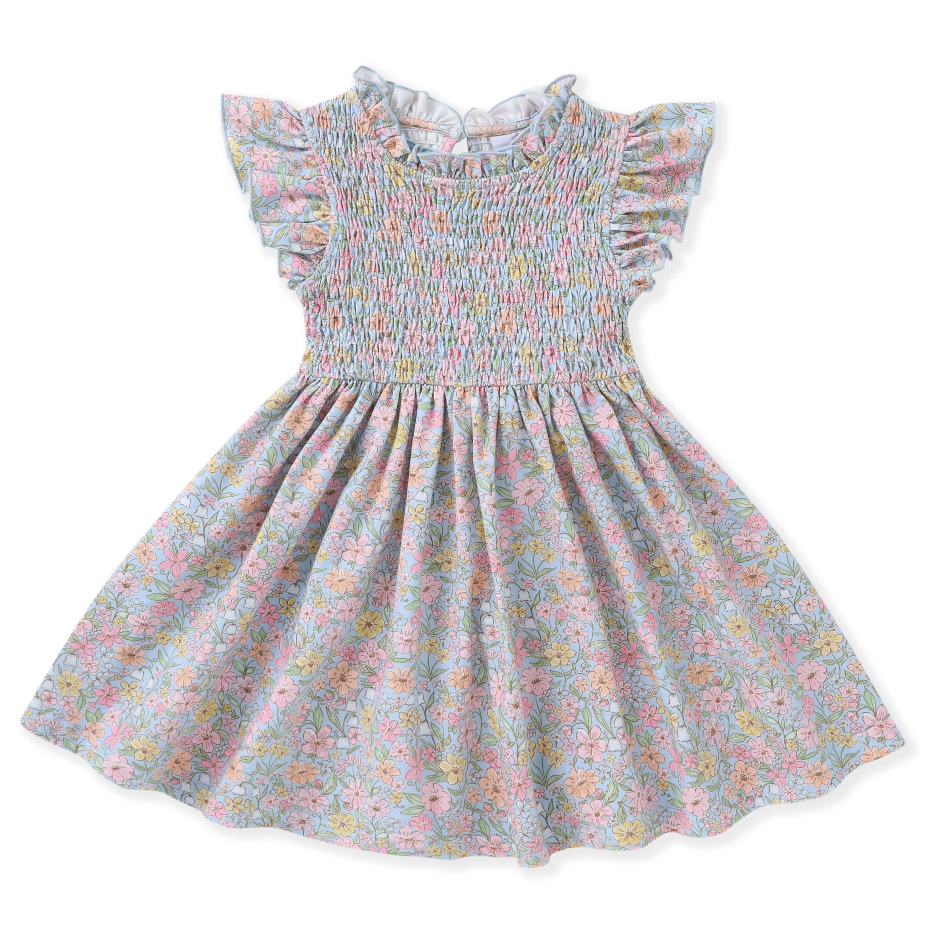 Floral Smock Flutter Dress - Born Childrens Boutique