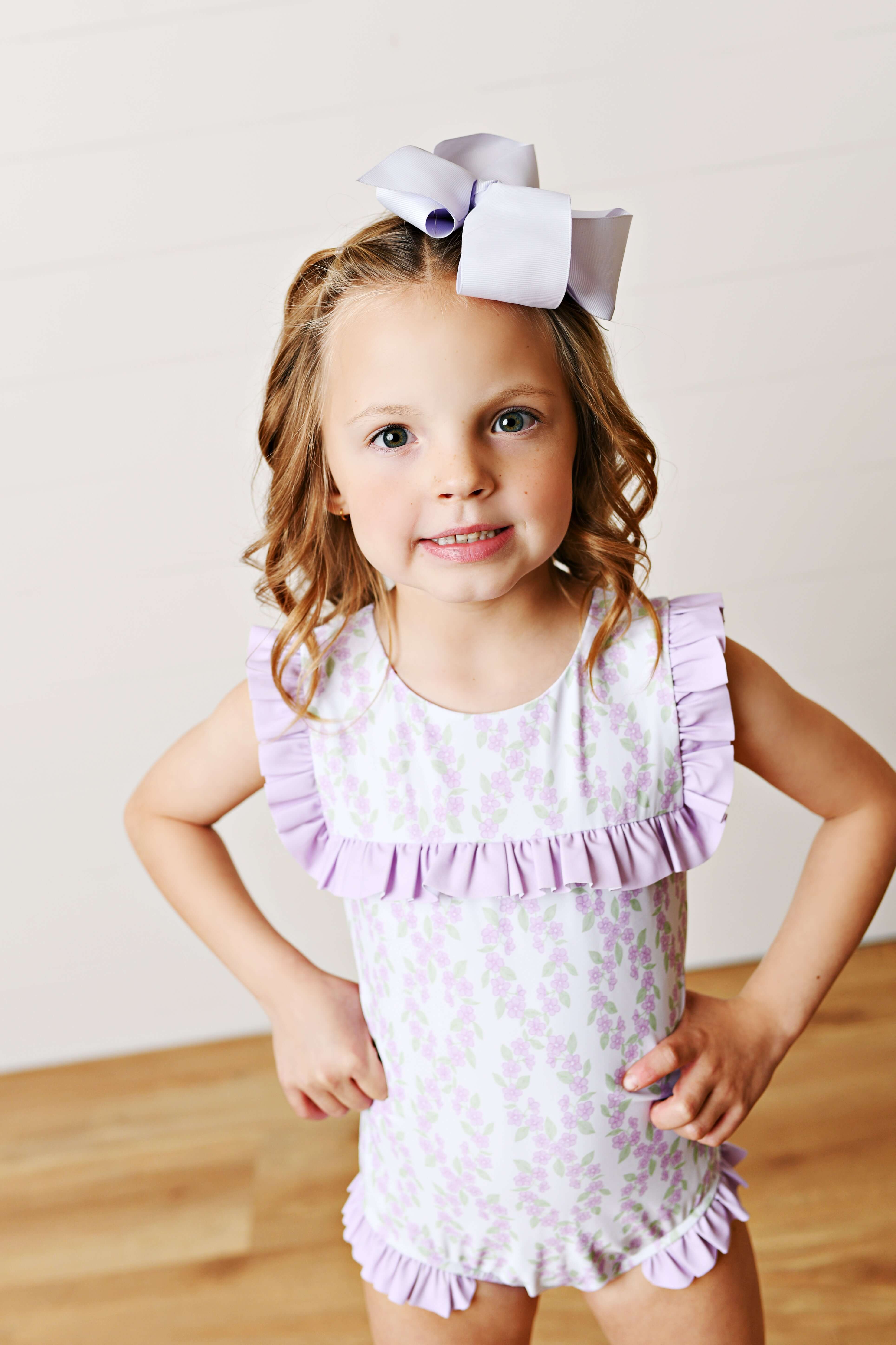 Lavender Garden One Piece Swimsuit - Born Childrens Boutique