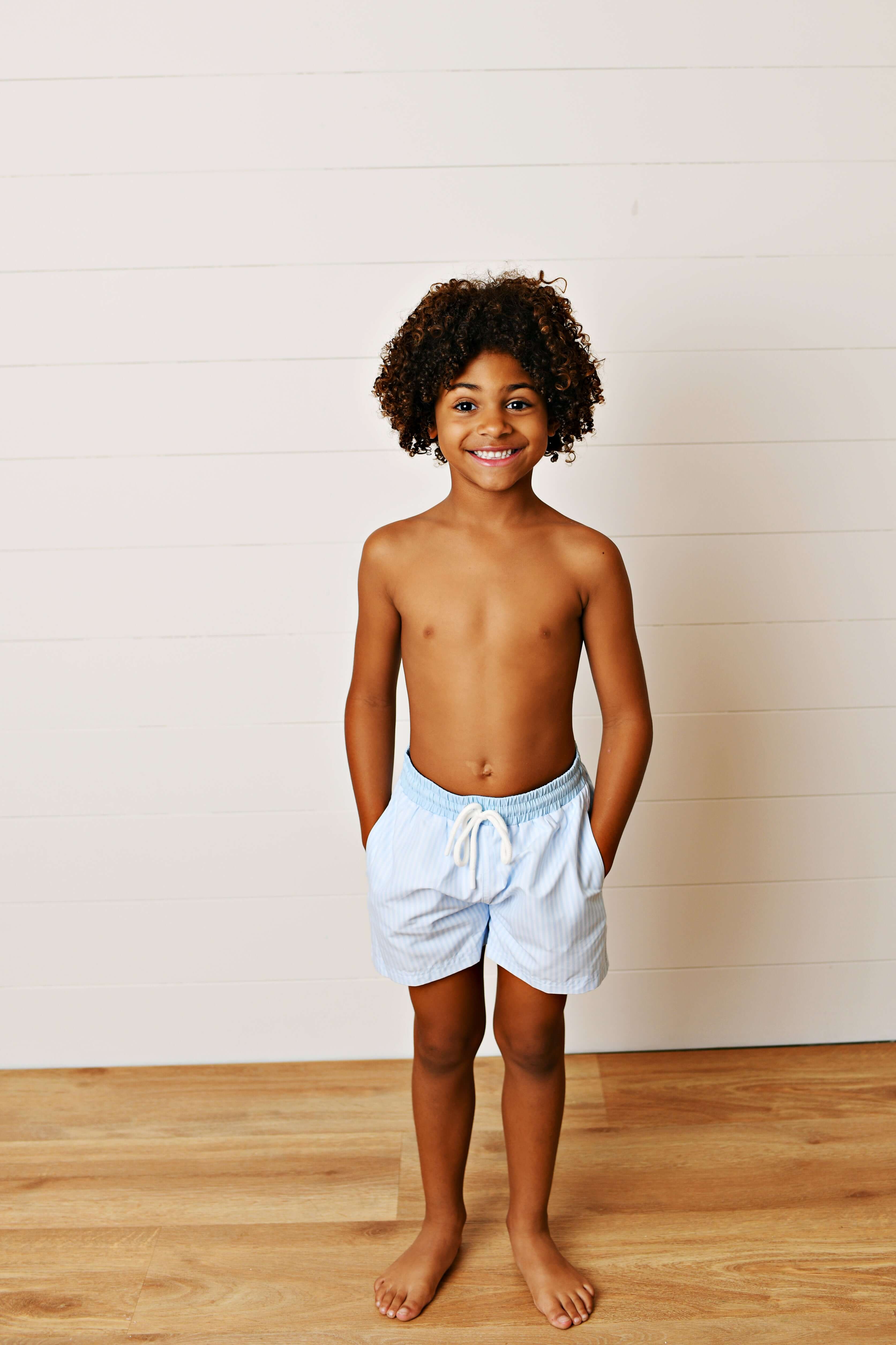 Blue Stripe Swim Trunks - Born Childrens Boutique
