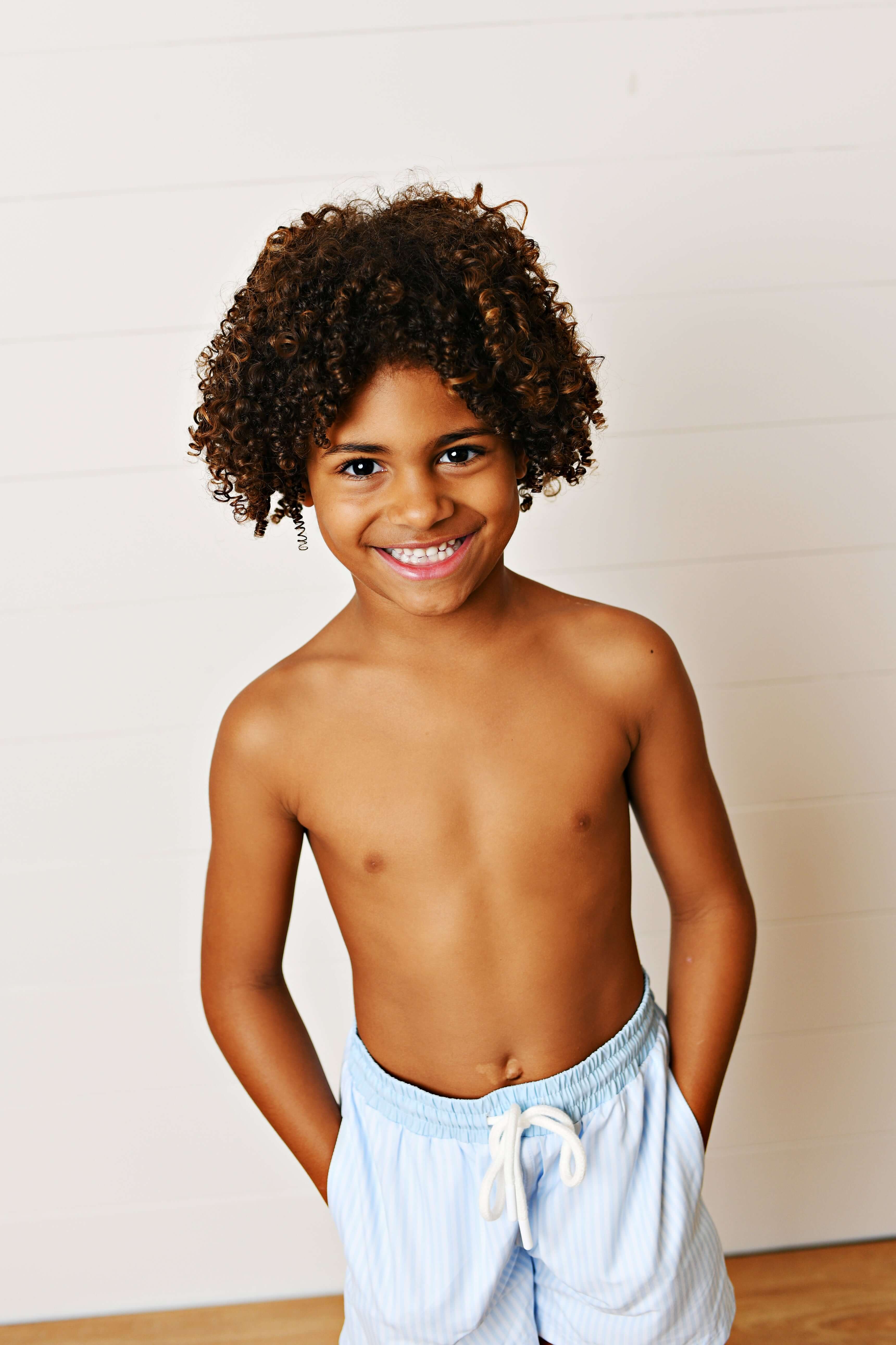 Blue Stripe Swim Trunks - Born Childrens Boutique