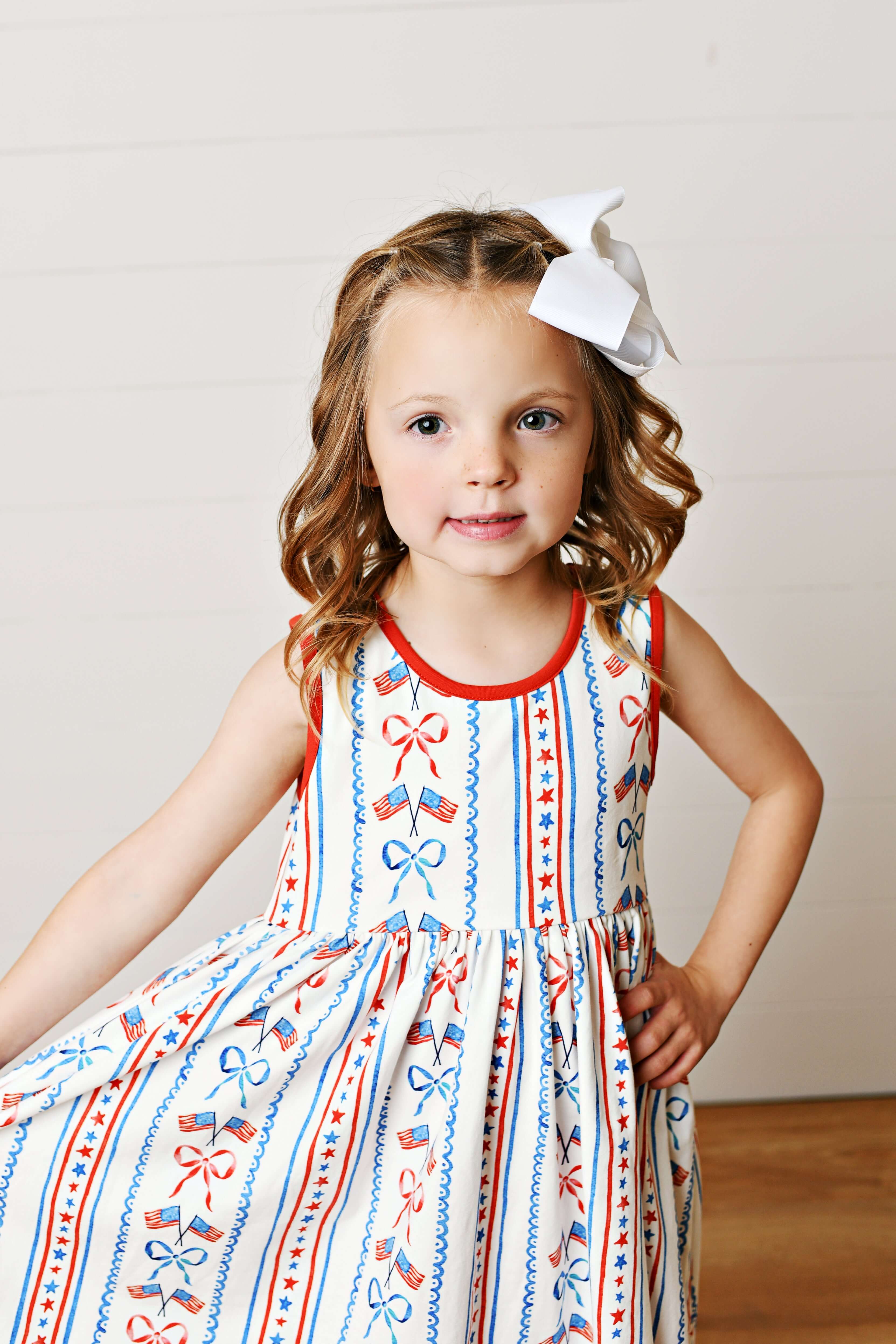 Patriotic Flair Dress - Born Childrens Boutique