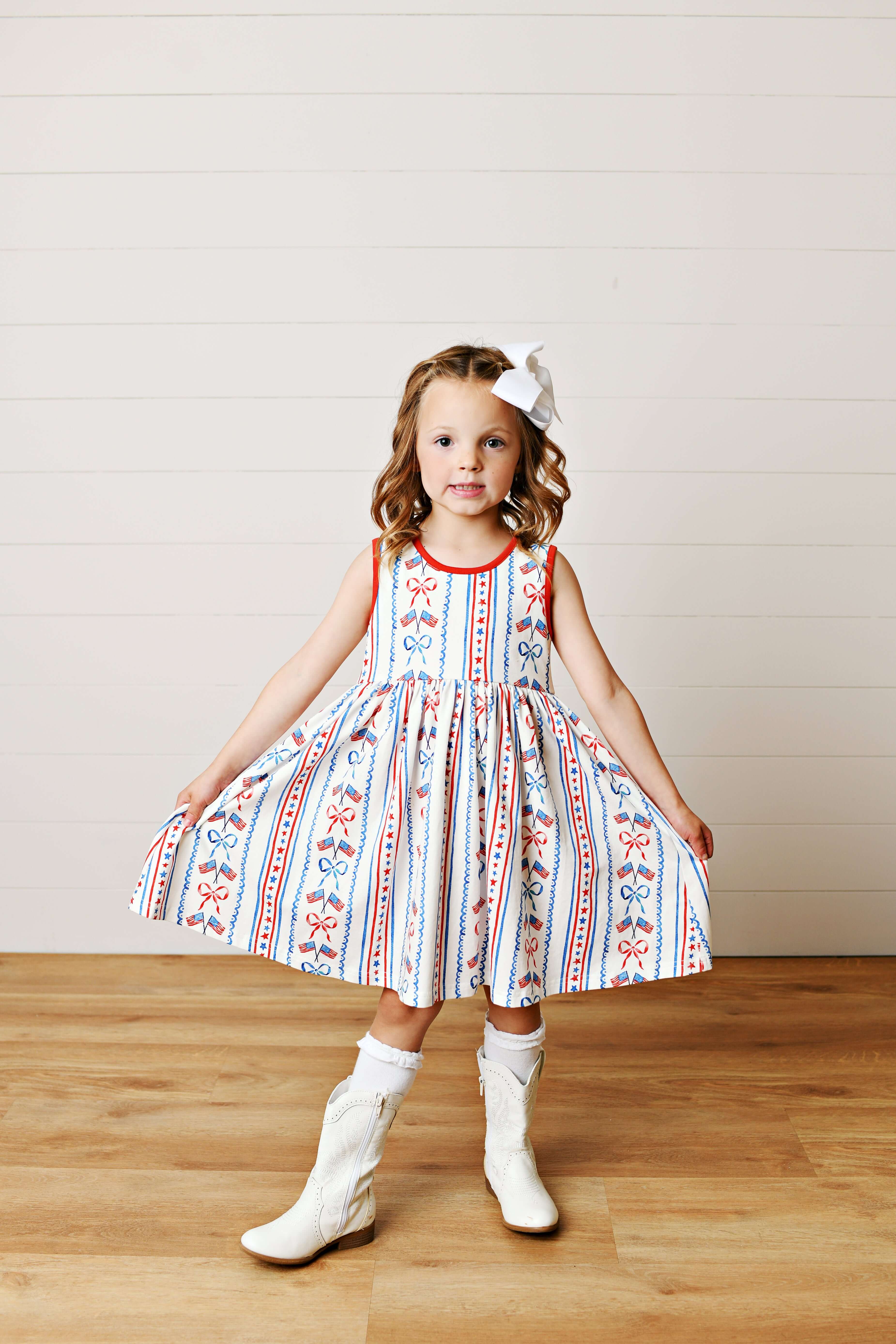 Patriotic Flair Dress - Born Childrens Boutique