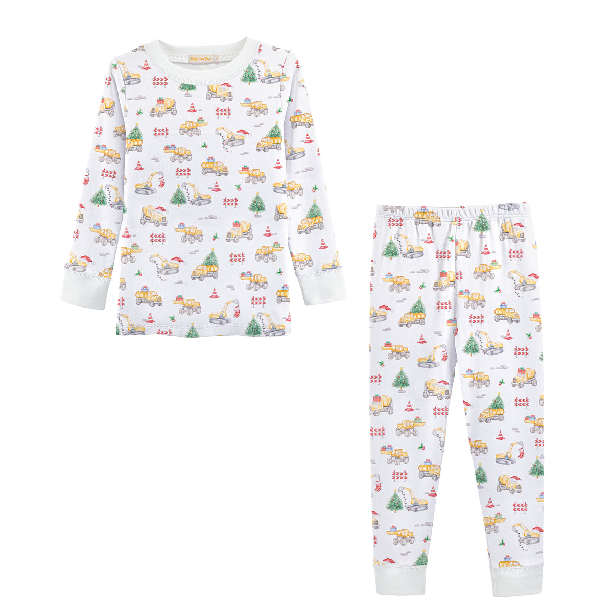 Jingle Trucks Printed Pima Kids Set - Born Childrens Boutique