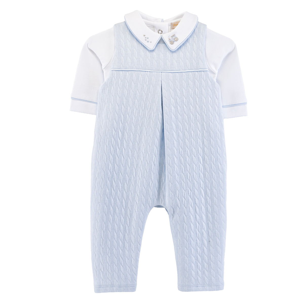 Little Train Pima Jacquard Overall w/ Emb Coll Body Set - Born Childrens Boutique