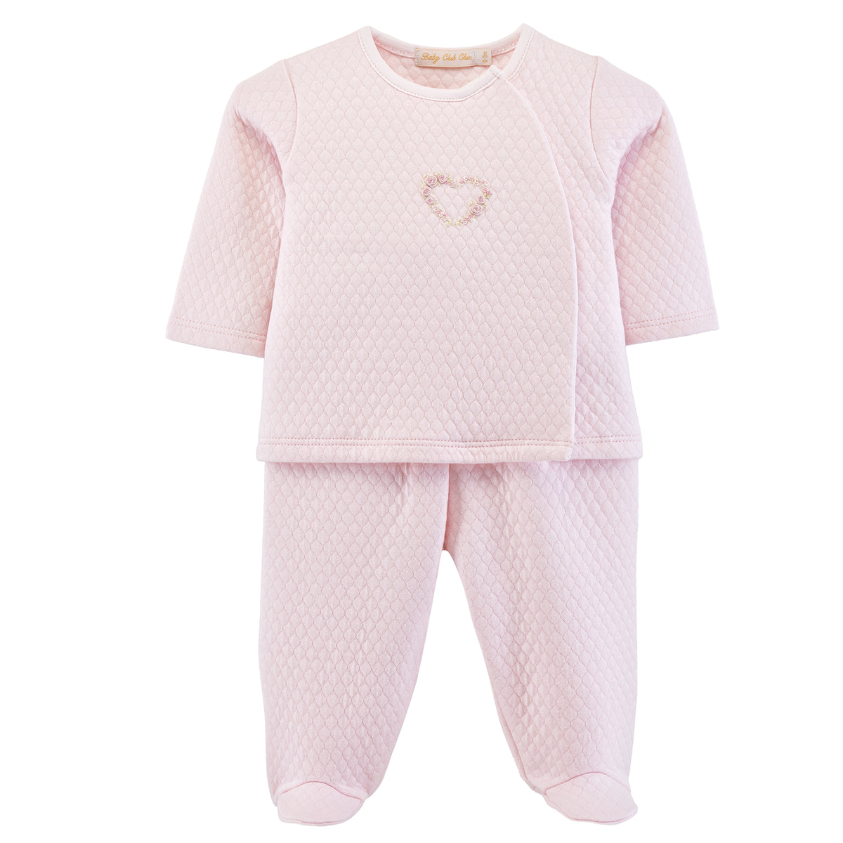Rose Buds Pima Jacquard Footed Set w/ Emb Top - Born Childrens Boutique